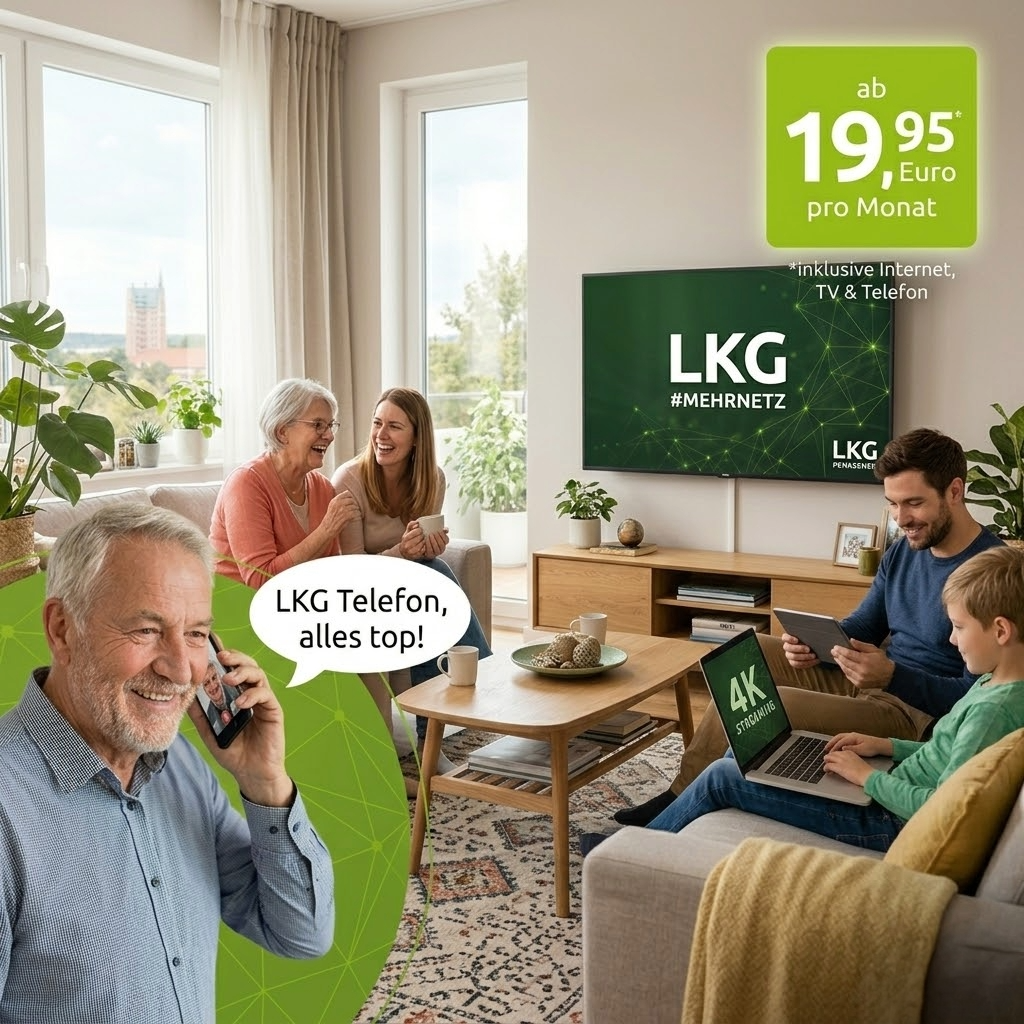 Familie nutzt LKG Internet, Telefon und TV